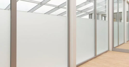 Decorative window film with a frosted glass effect