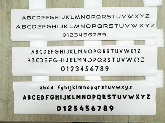 Vinyl letters and numbers for use in making outdoor advertising objects