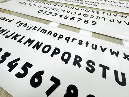 Vinyl letters and numbers for use in making outdoor advertising objects